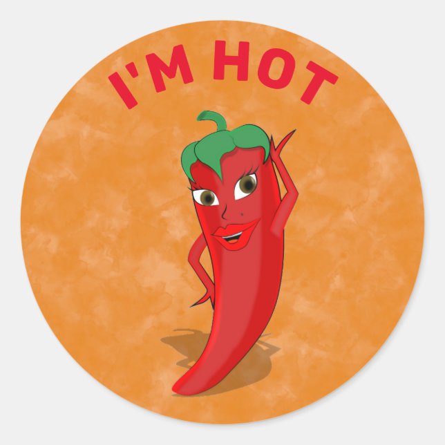 Red Hot Pepper Diva Classic Round Sticker (Front)