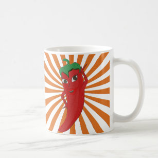 Red Hot Pepper Diva Faux Embroidery Print Coffee Mug
