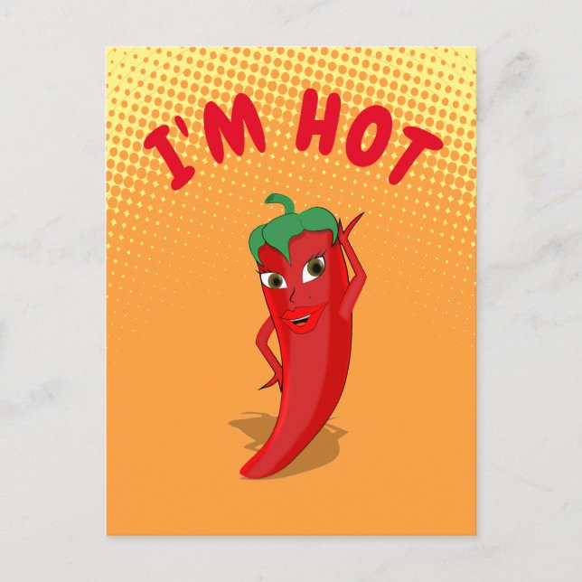 Red Hot Pepper Diva Gradient Postcard (Front)