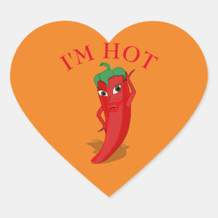 Red Hot Pepper Diva Heart Shaped Heart Sticker