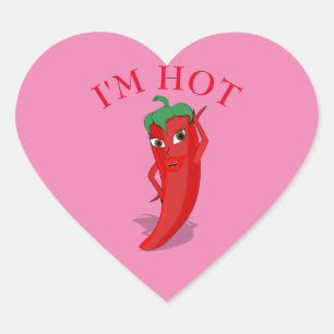 Red Hot Pepper Diva Heart Sticker
