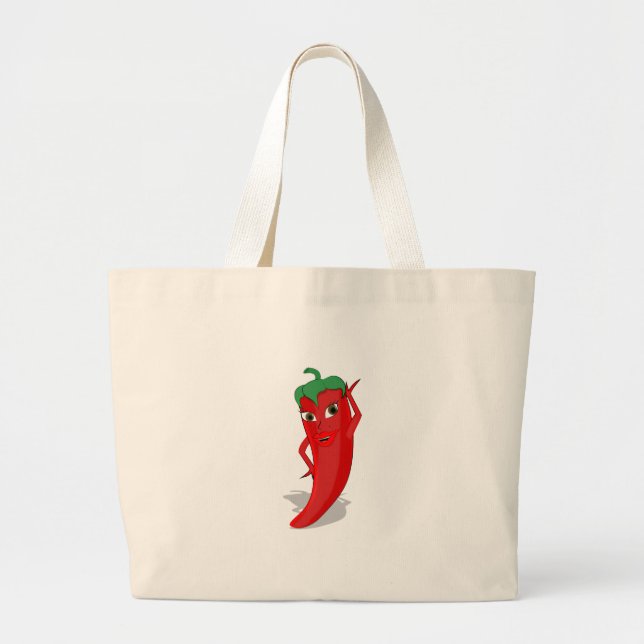 Red Hot Pepper Diva Large Tote Bag (Front)