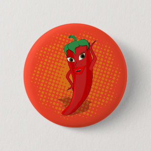 Red Hot Pepper Diva Orange Dot 6 Cm Round Badge