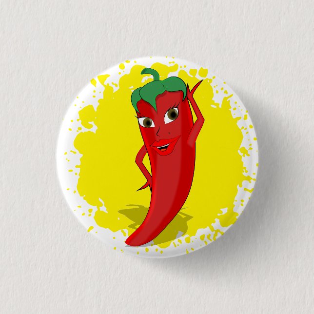 Red Hot Pepper Diva Paint Splatter 3 Cm Round Badge (Front)