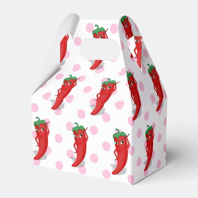 Red Hot Pepper Diva Pink Polka Dots Favour Boxes (Back Side)