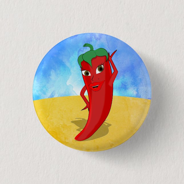 Red Hot Pepper Diva Sunny Desert 3 Cm Round Badge (Front)