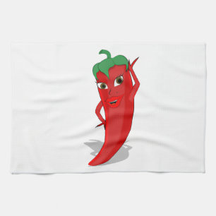 Red Hot Pepper Diva Tea Towel