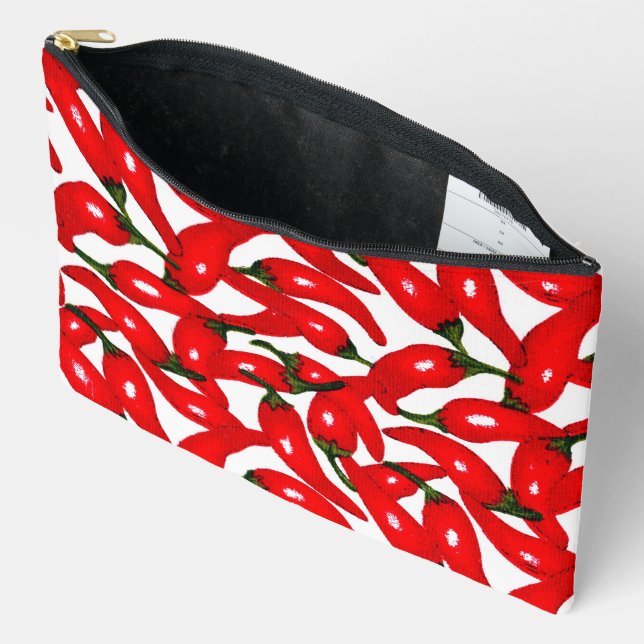 Red Hot Peppers Spicy  Accessory Pouch (Open)