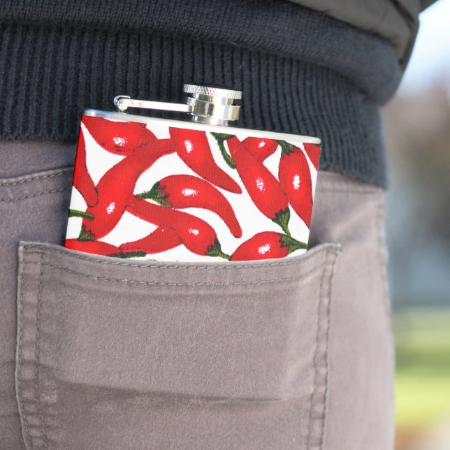 Red Hot Peppers Spicy  Hip Flask (In Situ)