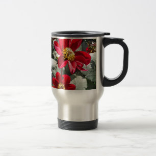 red hot pink daisy / daisies flowers travel mug