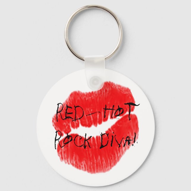 Red Hot Rock Diva Lips I Key Ring (Front)