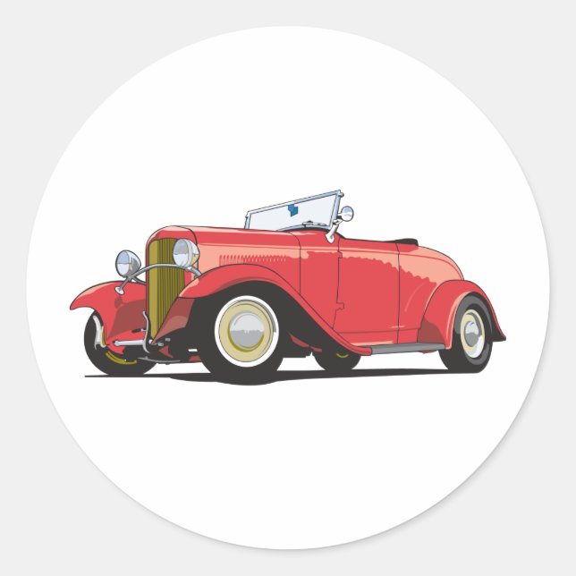 Red Hot Rod Classic Round Sticker (Front)