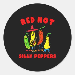 Red Hot Silly Peppers, Funny  Classic Round Sticker