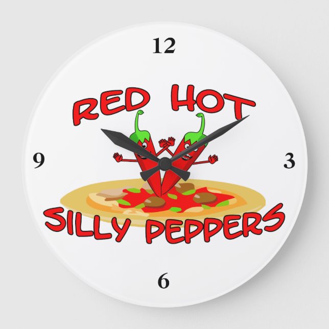 Red Hot Silly Peppers Large Clock (Front)