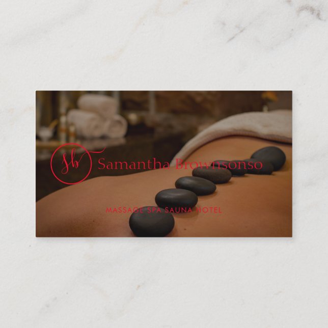 Red Hot Stone Spa Retreat Massage Business Card (Back)