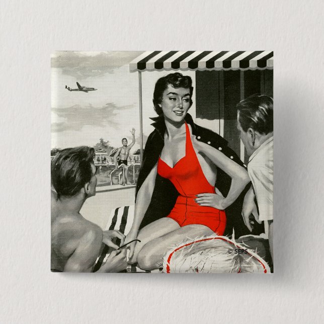Red Hot Woman 15 Cm Square Badge (Front)