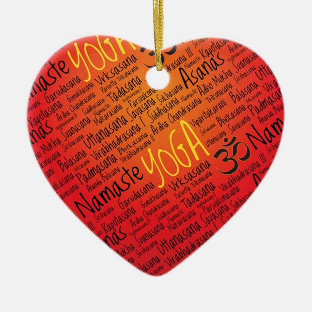 Red Hot Yoga Lover's Om Symbol Pattern Ceramic Tree Decoration (Front)