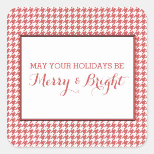 Red Houndstooth Holiday Stickers