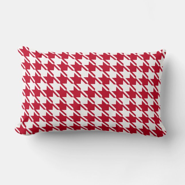 Red Houndstooth Repeating Pattern Lumbar Cushion (Front)