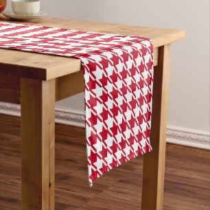 Red Houndstooth Repeating Pattern Short Table Runner