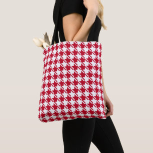 Red Houndstooth Repeating Pattern Tote Bag