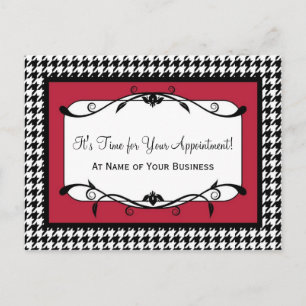 Red Houndstooth Salon Reminder Postcard