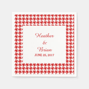 Red Houndstooth Wedding Paper Napkins
