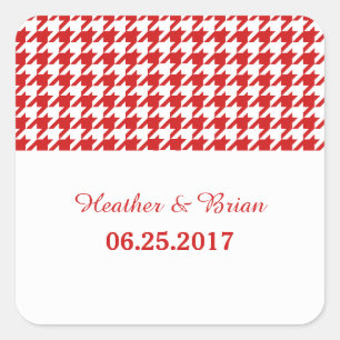 Red Houndstooth Wedding Stickers