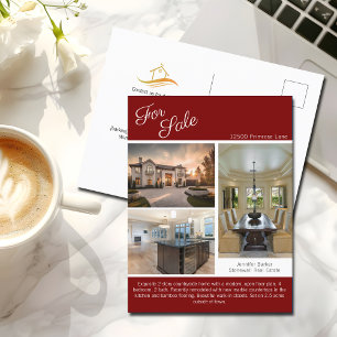 Red House For Sale Real Estate Listing Postcard