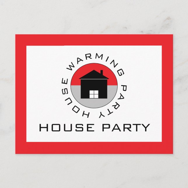 Red House Logo, Housewarming Party Invitation Postcard (Front)