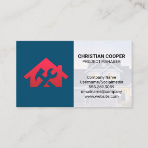 Red House Wrench Logo   Home Repairs Business Card