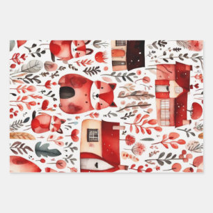 Red houses and houses cute Paper Sheet