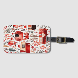 Red houses and houses cute Paper Sheet Luggage Tag