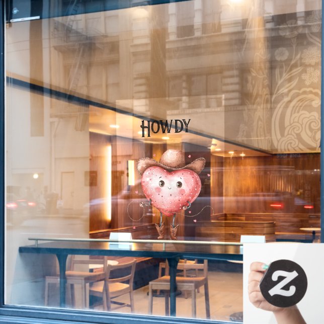 Red Howdy Cowgirl Heart  (Cafe Window)