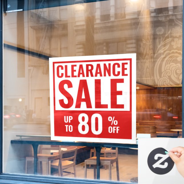 Red Huge Clearance Sale Store Window Cling (Cafe Window)
