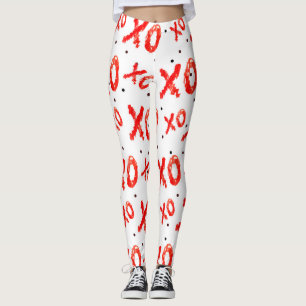 Red Hugs And Kisses Pattern Leggings