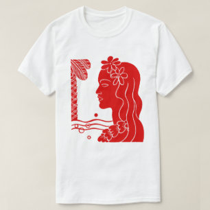 Red Hula Girl Head T-Shirt