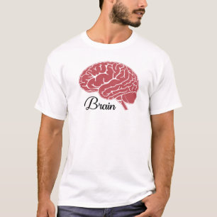 Red Human Brain Anatomy Illustration T-Shirt