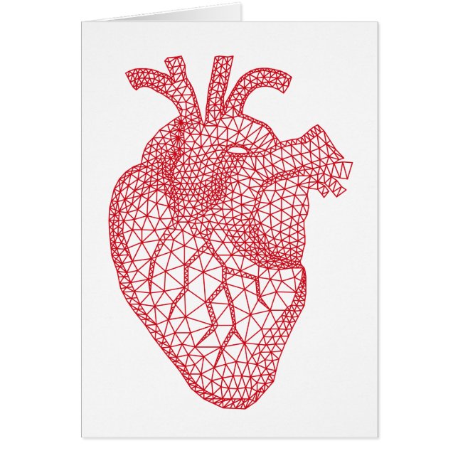 red human heart with geometric mesh pattern (Front)