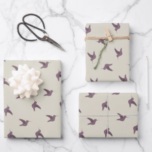 red hummingbird pattern wrapping paper sheet
