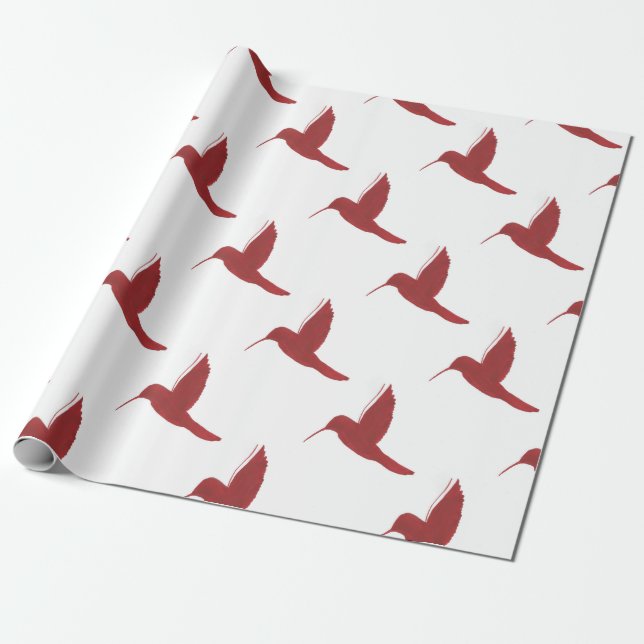 Red Hummingbird Wrapping Paper (Unrolled)