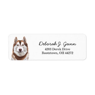 Red Husky Dog Return Address Label