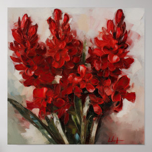 Red Hyacinth Flower Art Print Poster
