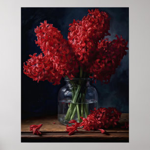 Red Hyacinth Flowers Art Print Poster