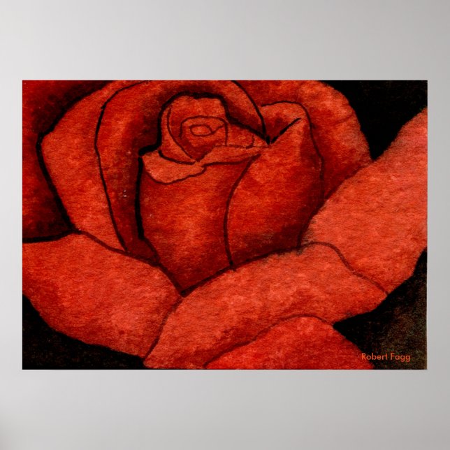 "Red Hybrid Tea Rose" Rose Garden Floral Poster (Front)