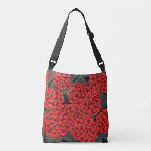Red hydrangea crossbody bag