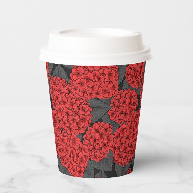 Red hydrangea paper cups (Front)