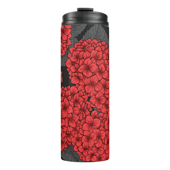 Red hydrangea thermal tumbler (Front)