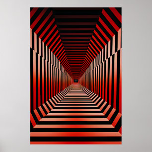 Red Hypnotic Illusions Poster