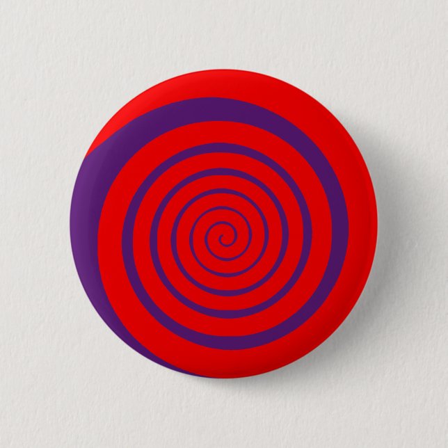 red hypnotic spiral image 6 cm round badge (Front)